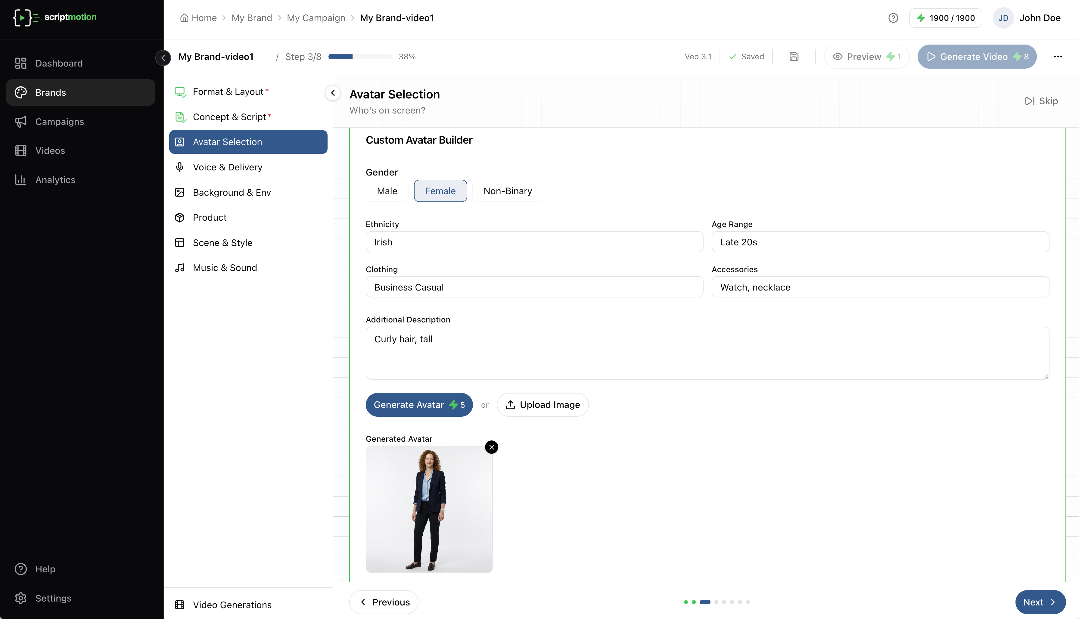 Step 2: Avatar & Product